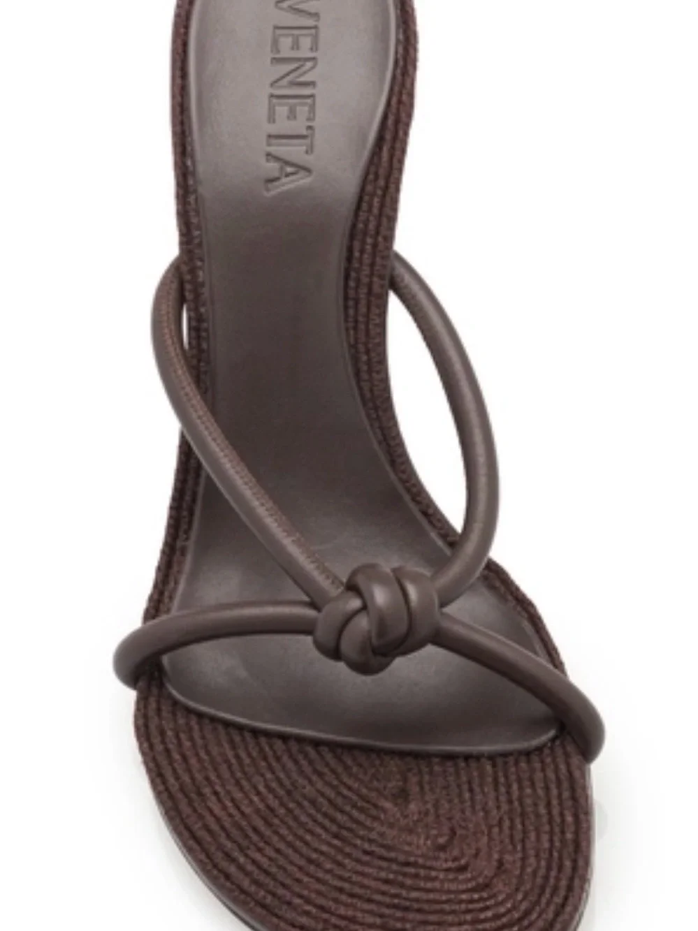 NWB Bottega Veneta Blink Jute-Trimmed Leather Brown Sandals ~ Size 37.5 / 7.5 US - Picture 5 of 13